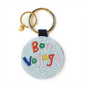 NOUSHAD ARTISANAT NH-804 Porte-clés rond perlé avec motif circulaire coloré en toile tissée, léger, style classique - Product Image 1