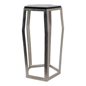 Tavolino d'appoggio in marmo con piano a forma di pentagono e struttura sottile, ideale per piccoli spazi e decorazioni per la casa - Product Image 3