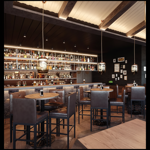 Mostrador de barra de madera clásico Restaurante personalizado Diseño de barra interior Ideas de renovación retro-para aplicación de pub - Product Image 1