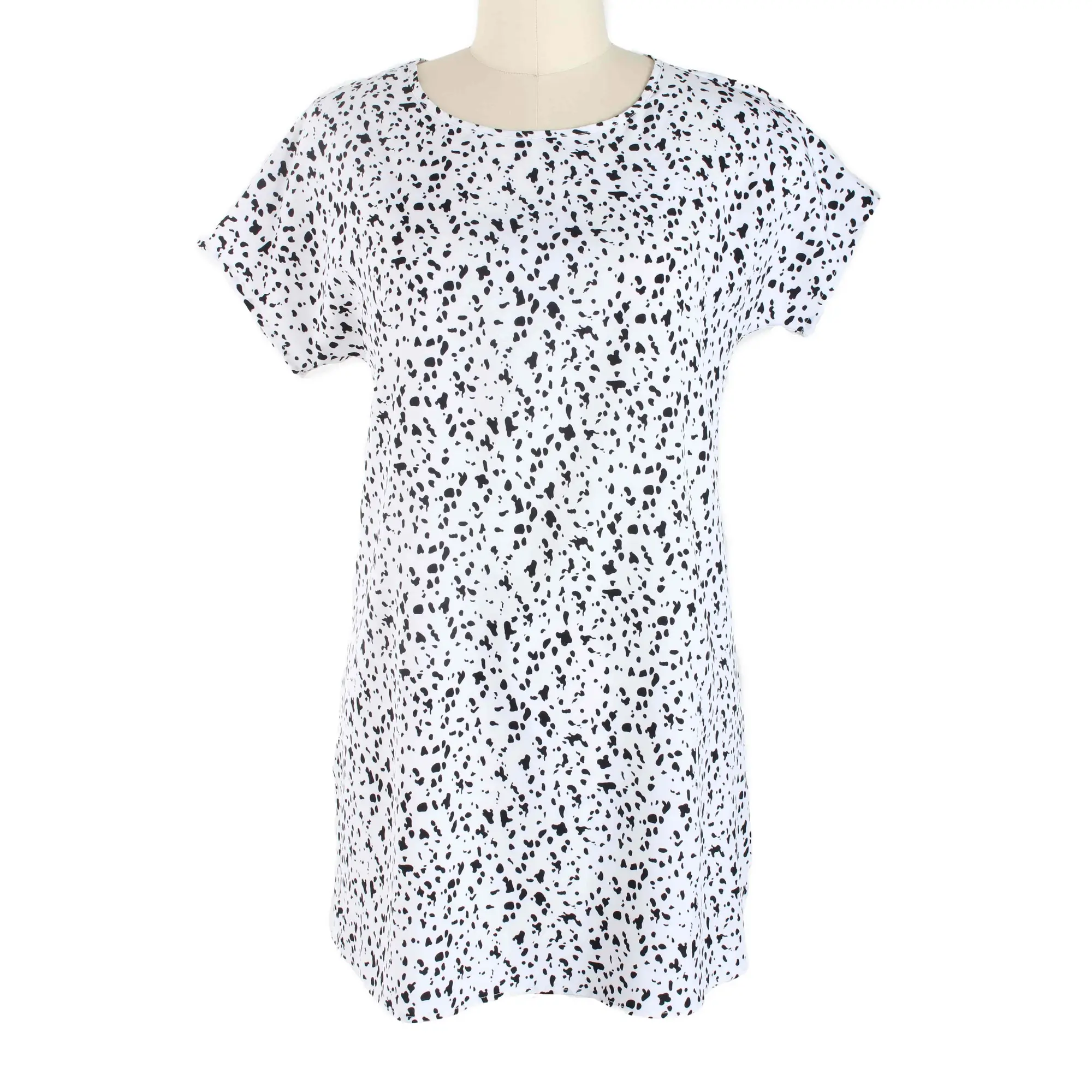 High Quality Ladies Dalmatian Print Batwing Sleeve O-Neck Loose Woman Casual Dresses New Arrivals 2023