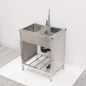Évier commercial en acier inoxydable sur pied avec panneaux latéraux et étagère de rangement inférieure pour cuisine/<span class=keywords><strong>lave</strong></span>-<span class=keywords><strong>vaisselle</strong></span> - Product Image 2