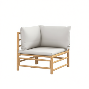 Sofá Modular de Esquina para Jardín, de Bambú, Color Gris Claro, Muebles de Exterior de Diseño Contemporáneo, Un Asiento - Product Image 1