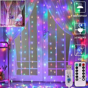 Guirlande lumineuse LED à rideau, 8 modes, alimentée par USB, étanche, scintillante, pour Noël, mariage, fête, chambre, décoration intérieure - Product Image 5
