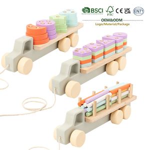 Jouet éducatif en bois, petit train en bois assemblé, blocs de construction en bois - Product Image 1