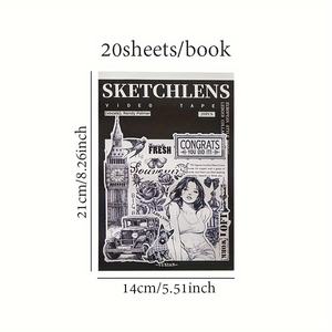 Colección Vintage Manor, 20 Hojas de Pegatinas Autoadhesivas de Papel, Diseño Espacial, Floral, Paisajístico, Elementos Arquitectónicos, Set de Papelería - Product Image 3