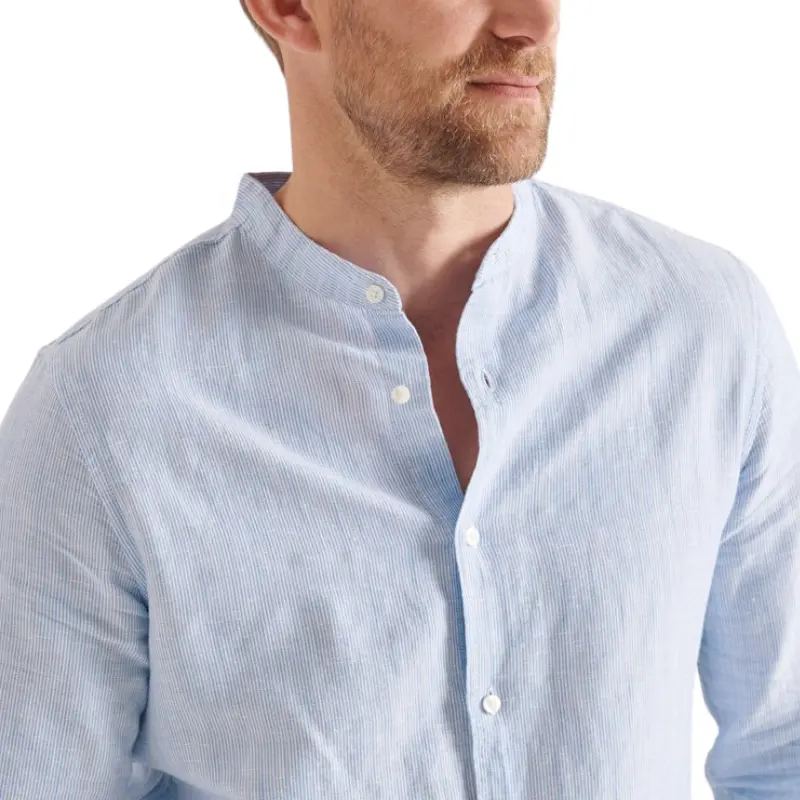 2023 hot sale fashion design men shirts long sleeve casual shirts lightweight custom breathable linen shirts for men