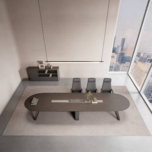 Table de réunion de bureau en bois de luxe contemporaine, mobilier de conférence en bois massif moderne pour espaces de bureau de luxe modernes - Product Image 3