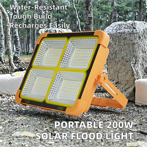 200 डब्ल्यू सौर संचालित बाढ़ लाइट पोर्टेबल हैंडल वाटरप्रूफ आउटडोर स्मॉड लाइट पोर्टेबल हैंडल वाटरप्रूफ आउटडोर स्मॉड लैंप उद्यान उपयोग रिचार्जेबल - Product Image 2