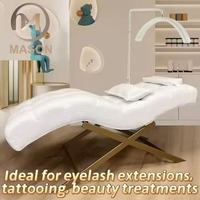 Mesa de Masaje Facial Profesional Moderna en Forma de S, Personalizable, para Salón de Belleza, con Marco de Acero Inoxidable, Plegable, Portátil, de Cuero PU