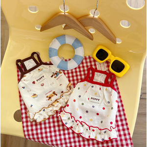 Summer pet <b>clothes</b> with lace trim, cute polka dot cartoon animal designs, suitable <b>for</b> <b>dogs</b>, cats, <b>small</b> <b>dogs</b>, Teddy Bears, and - Product Image 1