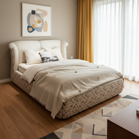 VONLIVA Lit King Size Moderne en Lin, Haute Qualité, Nouveau Design, Ensembles de Chambre à Coucher, Lit King Size avec Rangement, Meubles de Chambre en Bois