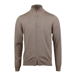 Men's <b>Zip</b> Up Knitted <b>Cardigan</b> <b>Full</b> Sleeve Mandarin Collar Solid Color Wool Autumn Wear - Product Image 1