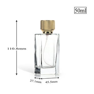 Botella de spray de perfume <span class=keywords><strong>Zara</strong></span> de gama alta Botella de perfume rectangular de 50ml con tapa de aleación de zinc de color dorado - Product Image 2