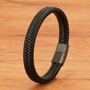 Classic Braided PU Leather <b>Bracelet</b> <b>Red</b> Black Magnetic <b>Bracelet</b> Health Clasp Unisex Gift Jewelry - Product Image 4