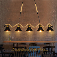Lustre multi-têtes réglable en hauteur, style industriel rétro américain, créatif et personnalisé, pour bar, café, magasin de vêtements, restaurant