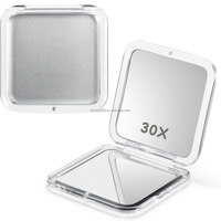 High-End 30X Magnifying Mini Double Sided Compact Makeup Mirror Custom Logo Small Foldable Mirror for Purse or Pocket