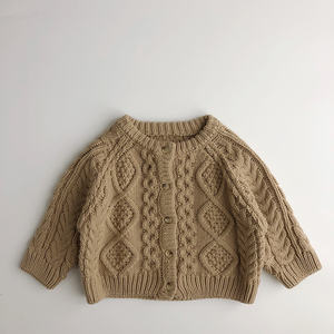 Cardigan coréen pour enfants pour l'automne et l'hiver 2021, cardigan rétro en laine de chanvre pour bébé, chandail pour garçons et filles - Product Image 3