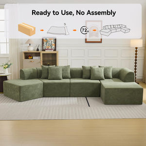 Tendencia en TikTok y con MOQ Bajo, Sofá Reclinable Convertible en Forma de L, Relleno de Esponja, Tapizado en Terciopelo, para Negocios en Línea - Product Image 3