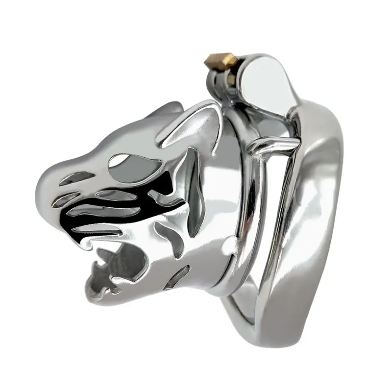 FRRK Kunci Cincin Lengkung 6Cm Penis Pria, Perangkat Kesucian Kandang Baja Tahan Karat 304 dengan Pemegang Kunci untuk Pria