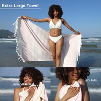 100% Cotton Turkish Beach Towels Ultra Soft Strip Beach Towel Custom Quick Dry Cotton Towel With Tassels