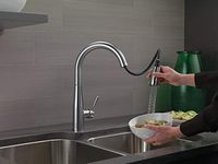Robinet de cuisine en nickel brossé avec douchette extractible, eau chaude et froide, rotatif, moderne, monotrou, monocommande, valve en céramique, en acier inoxydable Arctic 5