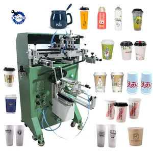 Hoge Kwaliteit Pneumatische Wegwerp Cup Cilindrische Zeefdruk Machine Met Conv Voor Papier Cup Glazen Fles Pot