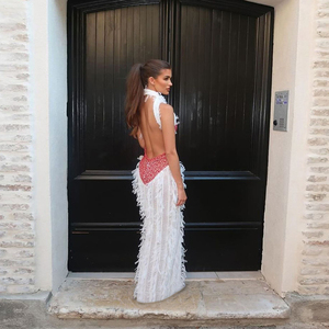 Robe élégante sans manches à col rond Kliou K24D52490, robe moulante tendance pour femmes avec franges au <span class=keywords><strong>dos</strong></span> - Product Image 4