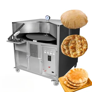 Forno rotativo automático a gás para assar pão árabe, forno elétrico a gás para pão pitas ao ar livre