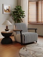 Fauteuil simple de style rétro rustique, design moderne, pour salon, balcon, chambre, chaise de lecture relaxante, en tissu avec pieds en métal, pour la maison