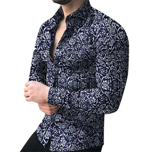 قمصان هاواي رجالية بأكمام طويلة مزينة بالزهور للصيف والخريف - Product Image 4
