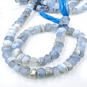 Cuentas Redondas Lisas de Calcedonia Azul Natural a Precio de Fábrica, 7-8 mm, Hilo de 17 Pulgadas, Calidad Premium para la Fabricación de Joyería - Product Image 1