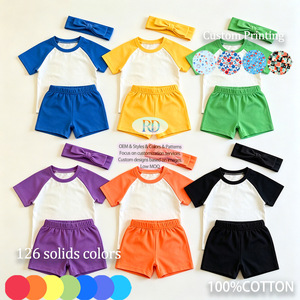 Conjunto <span class=keywords><strong>de</strong></span> Pantalones Cortos <span class=keywords><strong>de</strong></span> <span class=keywords><strong>Algodón</strong></span> Puro para Niños, Verano 2026, Venta al Por Mayor, Conjunto <span class=keywords><strong>de</strong></span> 3 Piezas para Bebés y Niños Pequeños, Estilo Biker con Mangas Raglán - Product Image 6