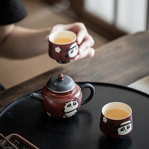 Msh Hồng Táo gai Red Hand Painted <span class=keywords><strong>Panda</strong></span> nồi hộ gia đình gốm <span class=keywords><strong>Kung</strong></span> <span class=keywords><strong>Fu</strong></span> ấm trà - Product Image 3