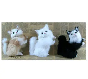 White Plush Cats Lifelike Crouching Animals Models Handmade Realistic Persian Cat Dolls Children Plush Toys Home Decoration Gift