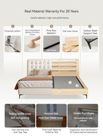 Cadre de lit en bois massif de luxe XTB-007, cadre de lit moderne minimaliste avec rangement, processus de scellement des bords, personnalisable