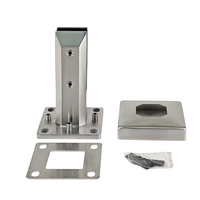 Aleader Garde-corps en verre sans cadre pour piscine, en acier inoxydable 304 noir, avec mini-poteau réglable pour extérieur