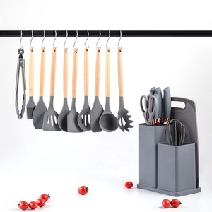 Ensemble d'ustensiles de cuisine en silicone avec logo personnalisé, ensemble de couteaux en acier inoxydable avec support de rangement - Product Image 4