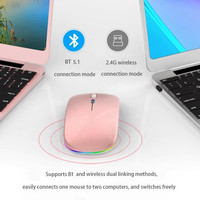 Harga pabrik 2.4G Mouse Gaming optik BT USB pengisian daya nirkabel PC diam game Laptop kantor isi ulang 1600dpi warna-warni