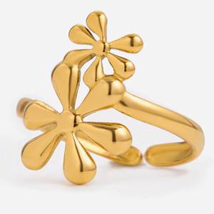 Flower Shape 18k Gold Open <b>Ring</b> Unisex Jewelry Gift Design - Product Image 1