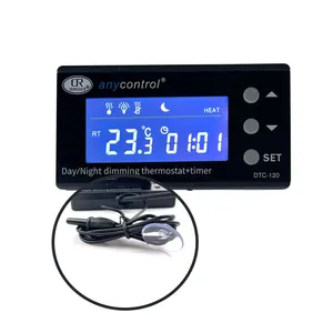 Termostat Redup Siang/Malam, dengan Timer Tampilan LCD Steker EU/US/UK untuk Akuarium Akuatik dan Reptil dan Terarium