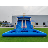 Toboggan aquatique gonflable géant Ocean Trident à double piste, texture ondulée, toboggan aquatique géant pour piscine, pour adultes et enfants, location commerciale