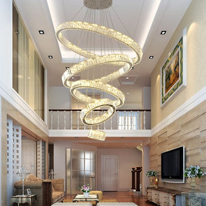 Modern Gold Crystal Stainless Steel Ring <b>Chandelier</b> LED Pendant <b>Light</b> Adjustable Height Living Room Large Size Daylight 5000K - Product Image 6