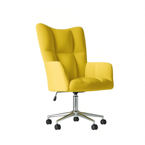 <b>Yellow</b> Pu Executive <b>Office</b> <b>Chair</b> High Back Fixed Armrest Adjustable Height Swivel Chrome Base Contemporary Design - Product Image 1