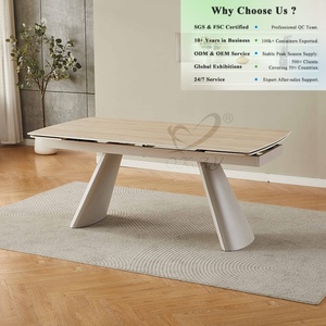 Ensemble de <span class=keywords><strong>table</strong></span> <span class=keywords><strong>à</strong></span> <span class=keywords><strong>manger</strong></span> OKAY en pierre frittée, structure robuste, style classique, grande <span class=keywords><strong>table</strong></span> <span class=keywords><strong>extensible</strong></span>, mobilier moderne, <span class=keywords><strong>table</strong></span> en céramique - Product Image 1