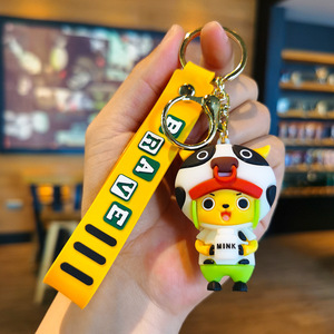 Llavero de goma suave con dibujos animados encantadores, llavero de 1 pieza, muñeca 3D, colgante de Luffy, llaveros, venta al por mayor, llaveros de regalo promocionales - Product Image 6