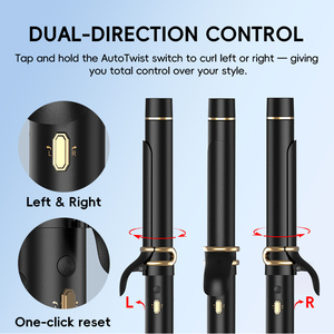 Rizador de <span class=keywords><strong>pelo</strong></span> giratorio automático de Color personalizado, rizos ondulados, rizador de <span class=keywords><strong>pelo</strong></span> de barril de cerámica <span class=keywords><strong>largo</strong></span> <span class=keywords><strong>con</strong></span> configuración de temporizador - Product Image 4