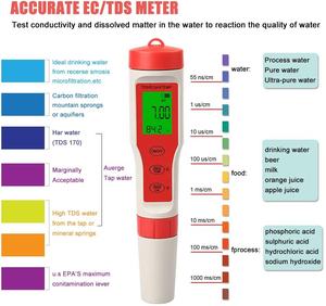 4 in 1 saf su PH/TDS/EC/sıcaklık ölçer çok fonksiyonlu meyve suyu PH dedektörü TDS EC Tester hidroponik su kalitesi analizörü - Product Image 3