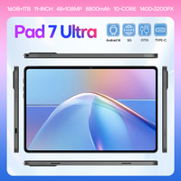 Tablet Rugged Pad 7 Ultra HDR 11" AMOLED 120Hz 16GB 1TB Snapdragon 8 108MP 8000mAh 5G Resolusi 2K Gaming Menggambar Grosir