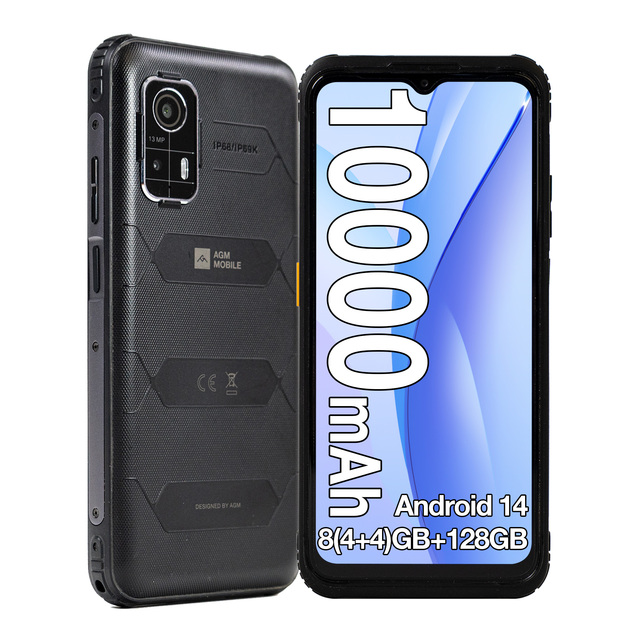 AGM H MAX 8(4+4)GB+128GB 10000mAh OTG Reverse Charge Android 14 90Hz NFC HD+ Display 3 Card Slot Rugged Android Phone
