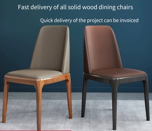 Modern <b>Wooden</b> <b>Chairs</b> Dining Living Room <b>Wooden</b> Cafe <b>Chair</b> with PU Leather Cushion Antique <b>Chairs</b> - Product Image 2